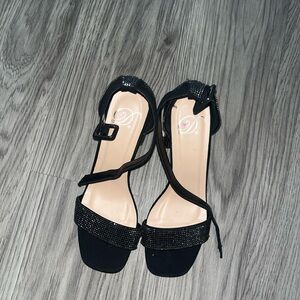 Black bedazzled heels